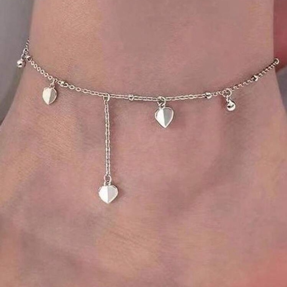 New color Silver Heart Charm Anklet